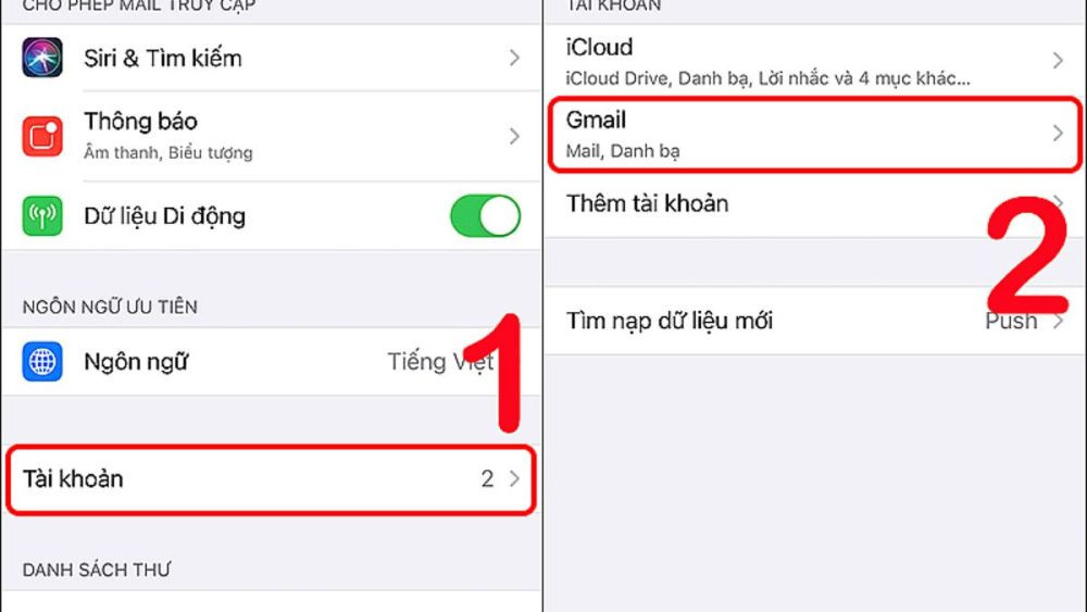 Chọn tài khoản Google cần xóa từ danh sách trên iPhone