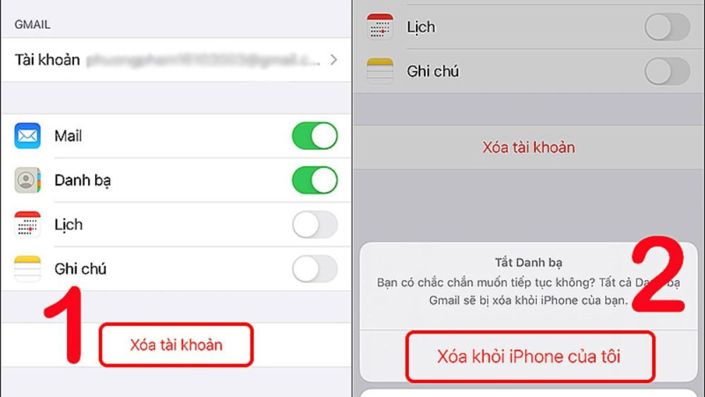 Xác nhận xóa tài khoản Google khỏi iPhone hoặc iPad