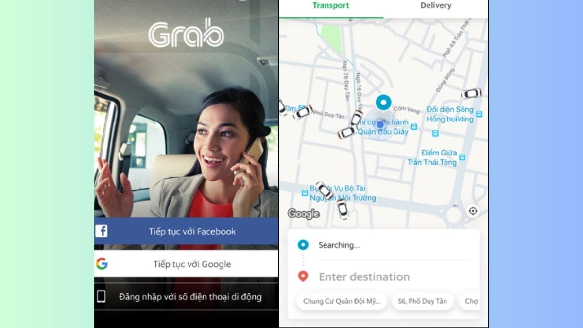 Bước 1 trong cách đặt xe Grab 4 chỗ: Tải và mở ứng dụng Grab trên điện thoại