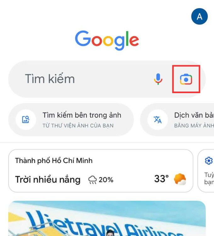 Giao diện Google Tìm kiếm hình ảnh