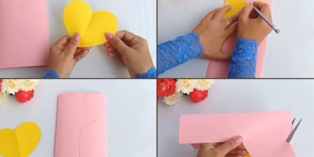 Hướng dẫn các bước cơ bản để làm thiệp 20/10 đơn giản với giấy A4.
