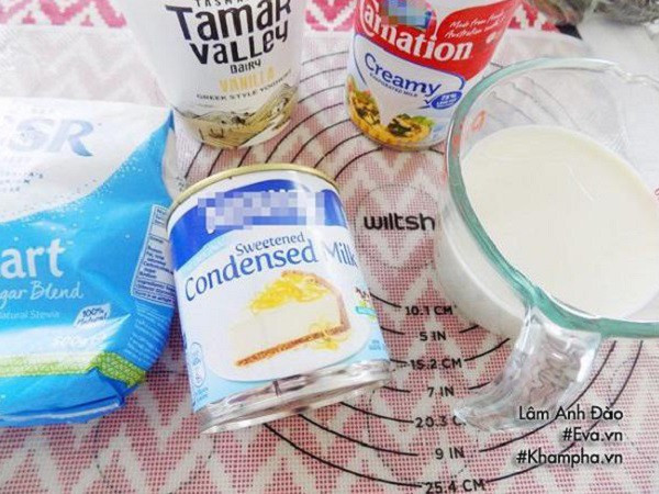 Nguyên liệu làm yaourt dẻo với gelatin và whipping cream
