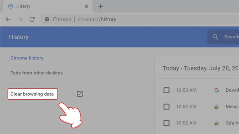 Truy cập lịch sử trên Chrome