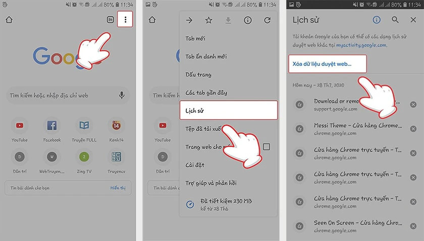 Xem và xóa lịch sử tìm kiếm Google trên điện thoại Android