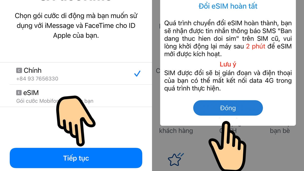 Cách chuyển eSIM MobiFone qua ứng dụng My MobiFone bước 4