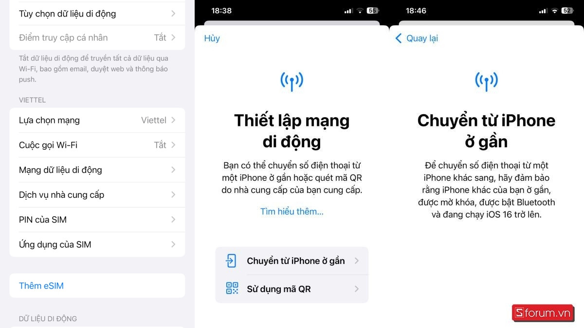 Cách chuyển eSIM từ iPhone cũ sang iPhone mới bằng Bluetooth