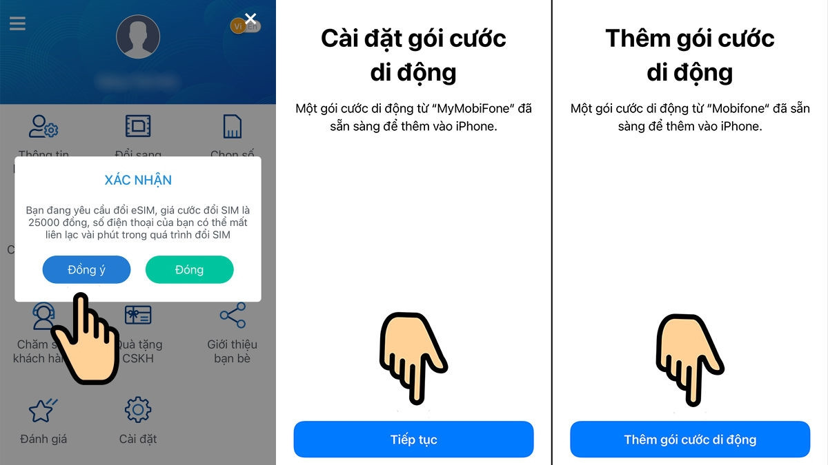 Cách chuyển eSIM MobiFone qua ứng dụng My MobiFone bước 2