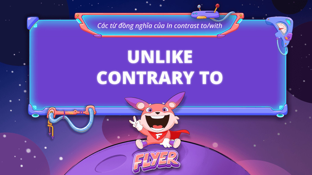 Các từ đồng nghĩa của In contrast to/with như Contrary to và Unlike