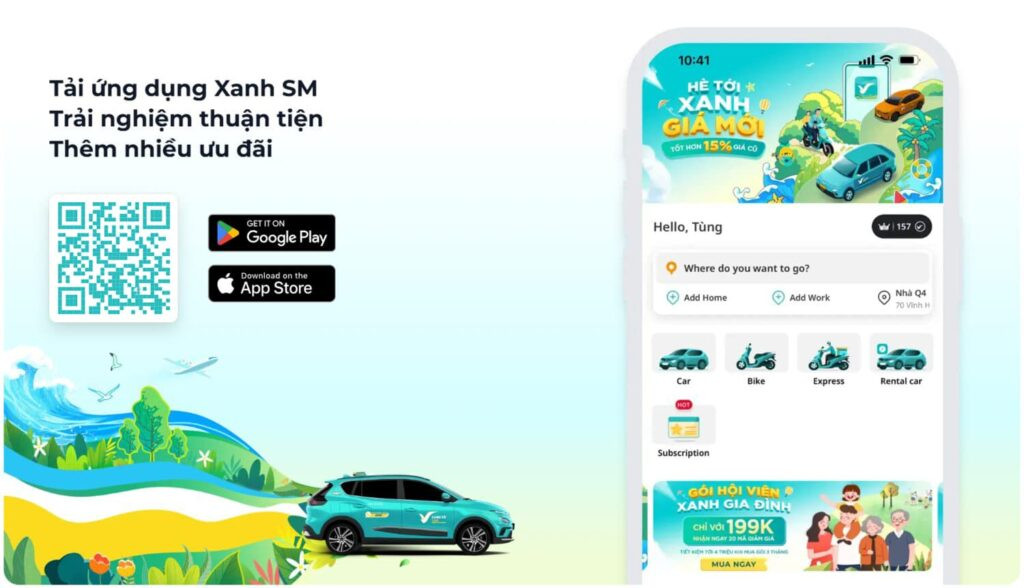 Tải nhanh ứng dụng Xanh SM bằng mã QR để đặt xe điện dễ dàng và tiện lợi