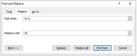 Điền thông tin vào Find what và Replace with