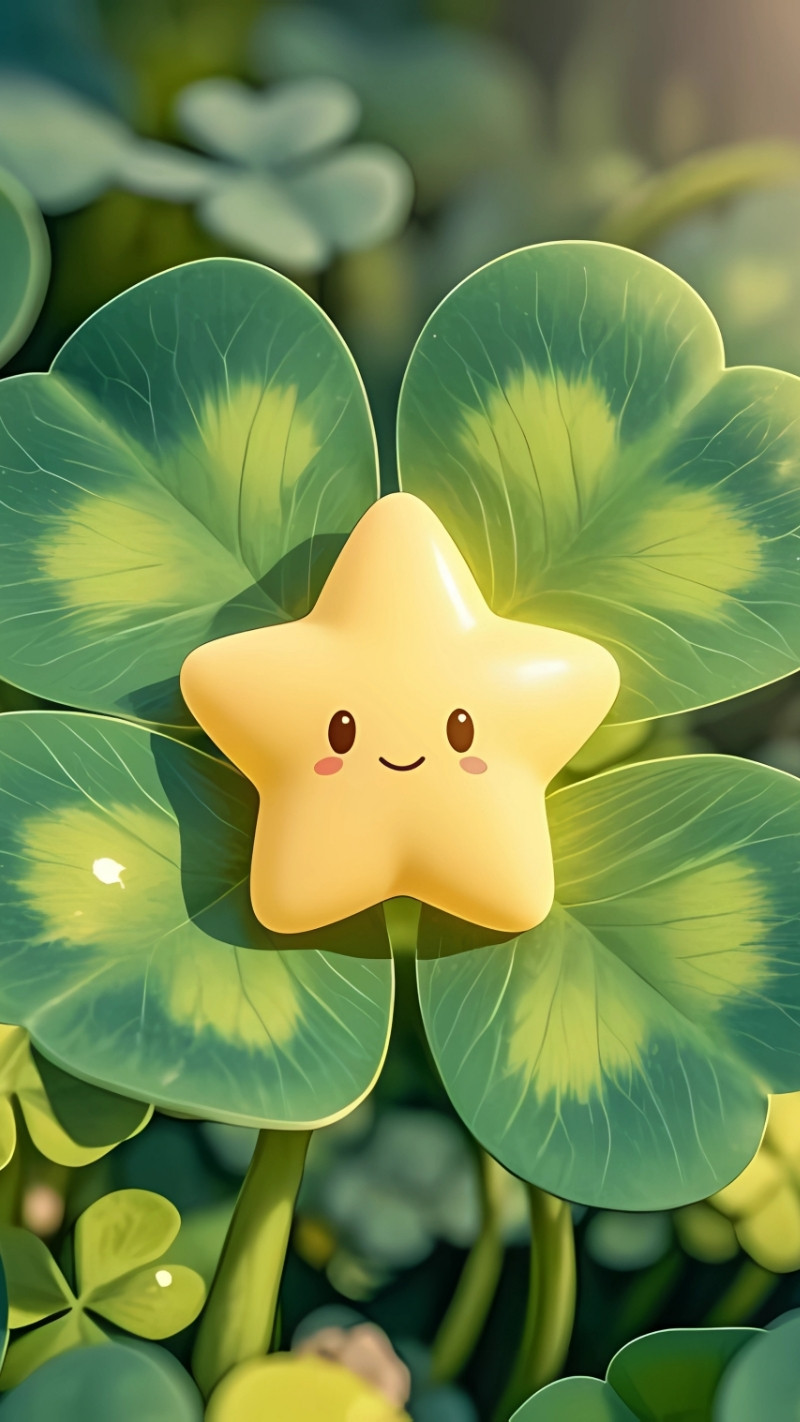 Hình nền cỏ 4 lá cute với họa tiết nhỏ xinh