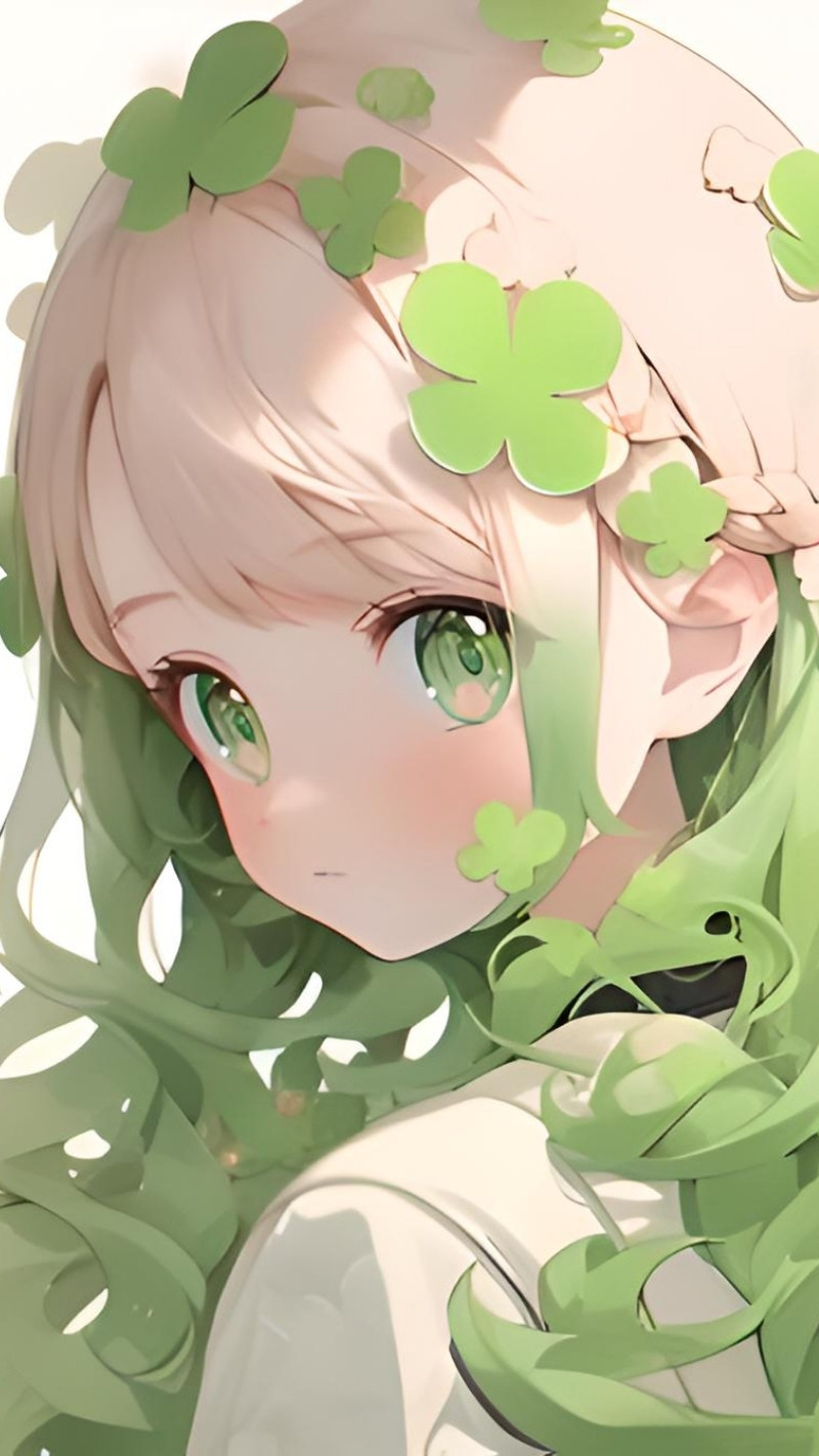 Hình nền cỏ 4 lá anime với phong cảnh lãng mạn