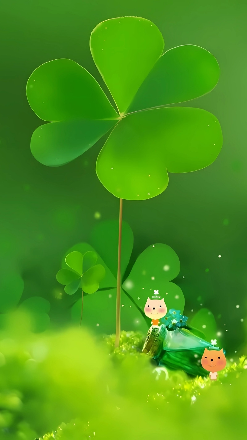 Hình nền cỏ 4 lá cute đơn giản và dễ thương