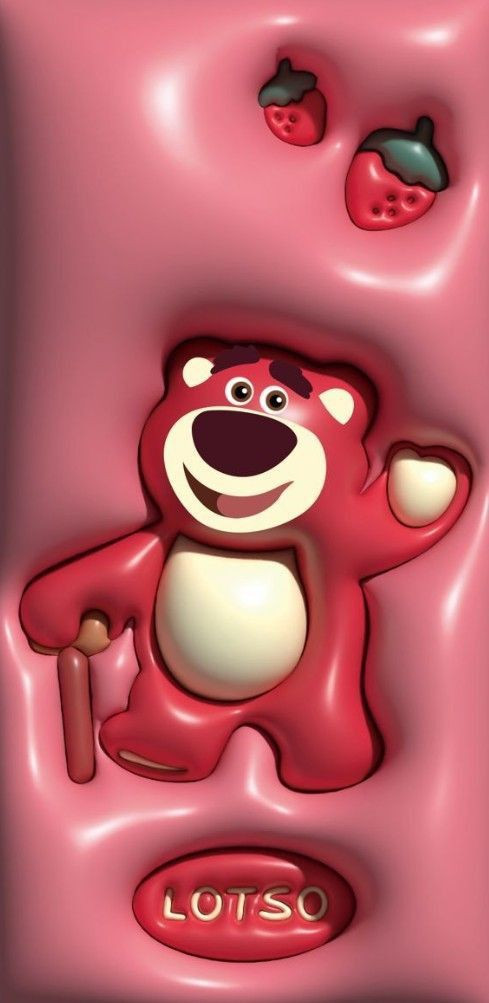 Hình nền gấu dâu Lotso 3D với chi tiết lông mềm mại