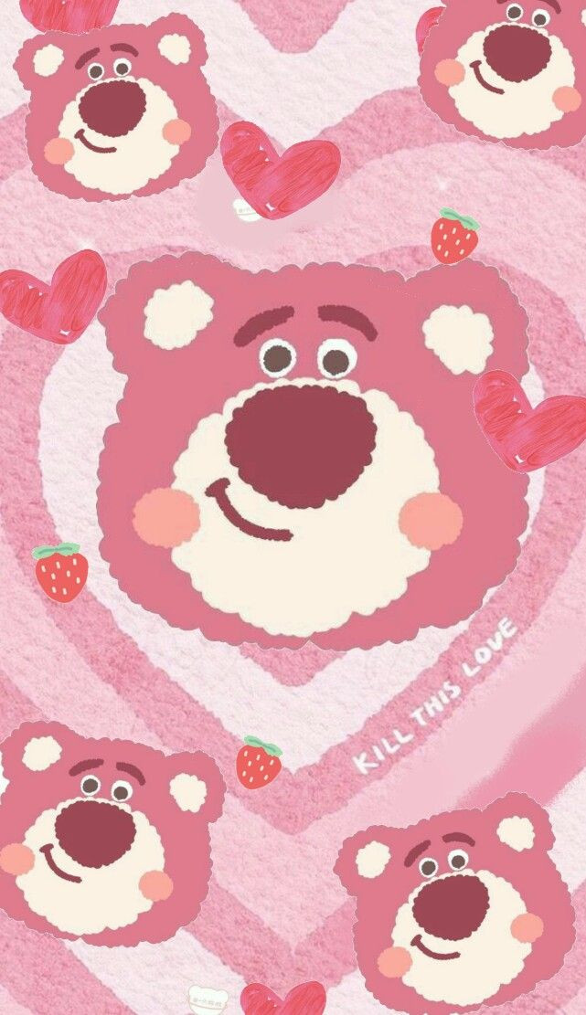 Hình nền gấu dâu Lotso 4K mang lại cảm giác dễ chịu