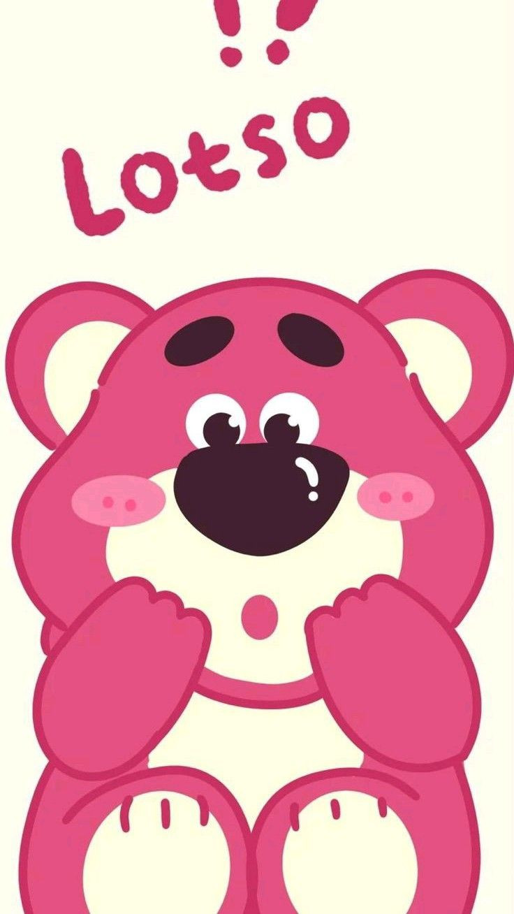 Hình nền gấu dâu Lotso vui tươi trên nền sọc