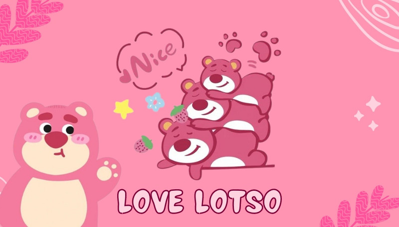 Gấu dâu Lotso đang suy tư trên nền phong cảnh đẹp