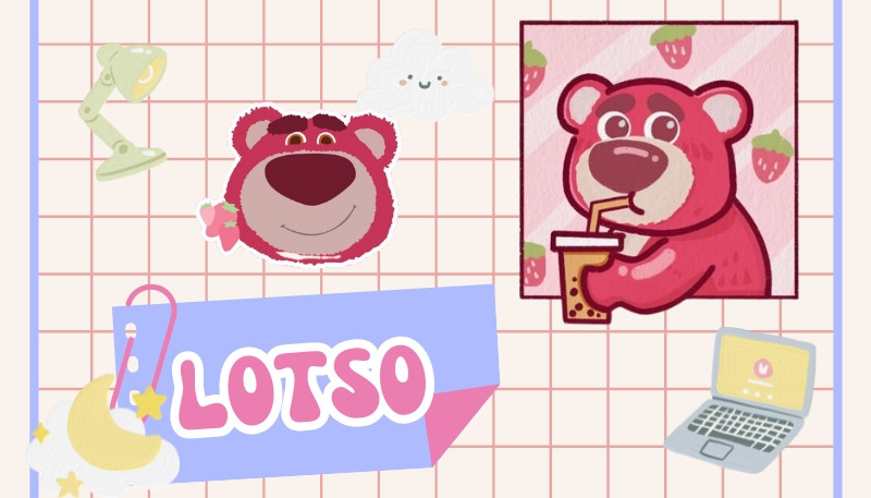 Gấu dâu Lotso với thiết kế nghệ thuật độc đáo cho laptop