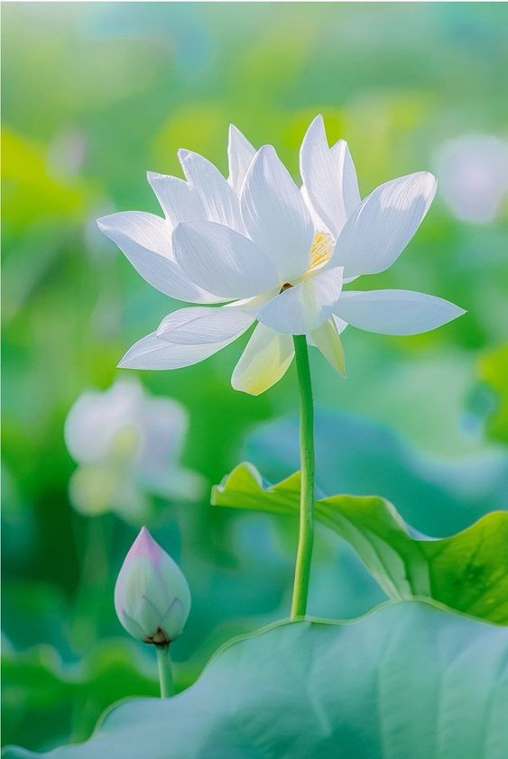 Hình nền hoa sen trắng với không gian yên bình