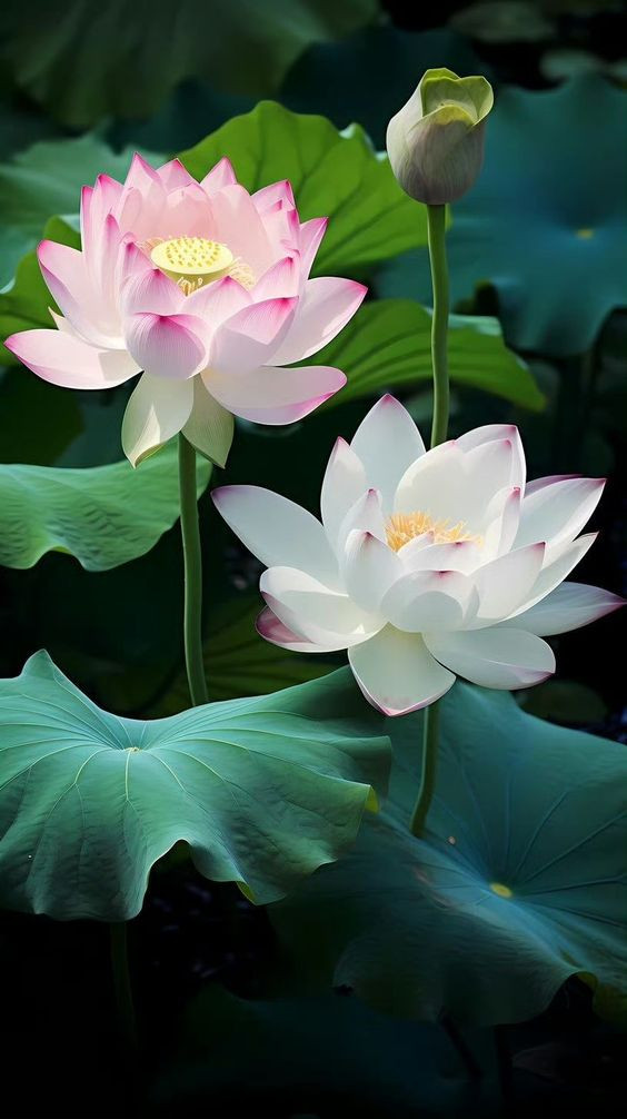 Hình nền hoa sen trắng với đường nét tinh xảo