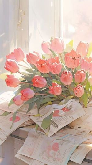 hoa tulip vẽ chân thực