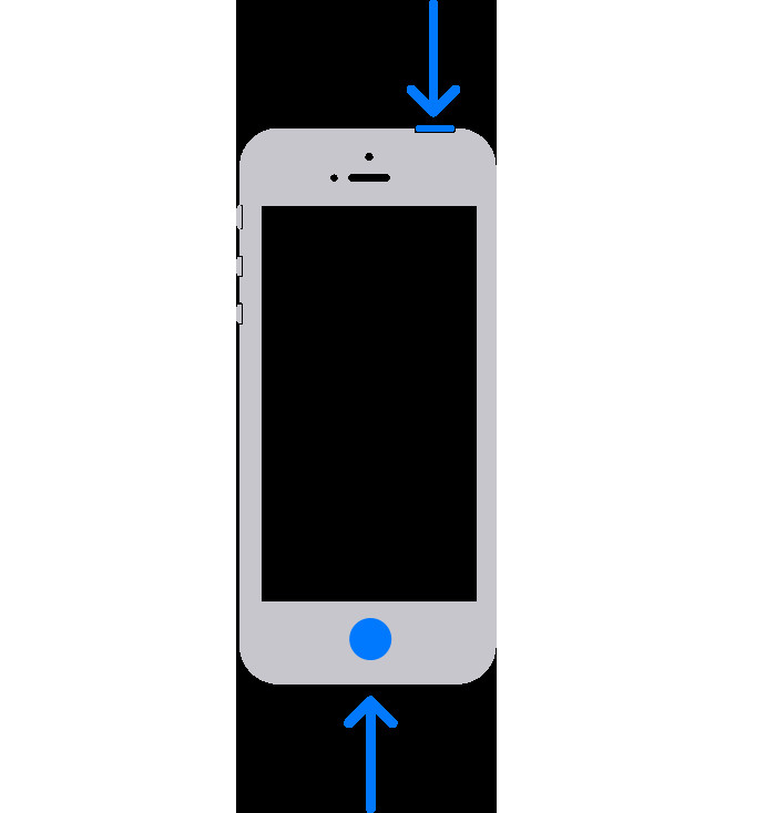 Thực hiện chụp màn hình iPhone với nút trên cùng và nút Home