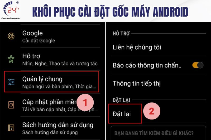 Các bước khôi phục cài đặt gốc Android giúp khắc phục lỗi điện thoại bị cháy màn hình