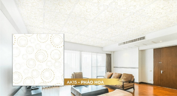 La phông trần nhà Vĩnh Tường Ánh Kim mẫu Pháo Hoa rực rỡ