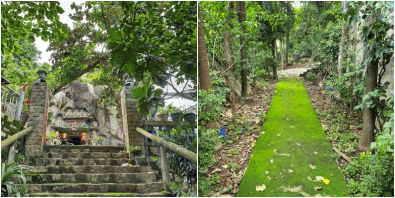 Những bậc thang đá dẫn lối khách thập phương đến với Linh Sơn Bửu Thiền Tự