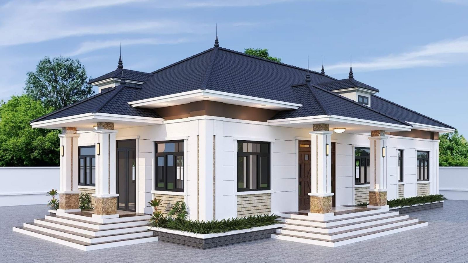 Mẫu nhà mái Nhật 1 tầng hiện đại phá cách với tông màu trung tính