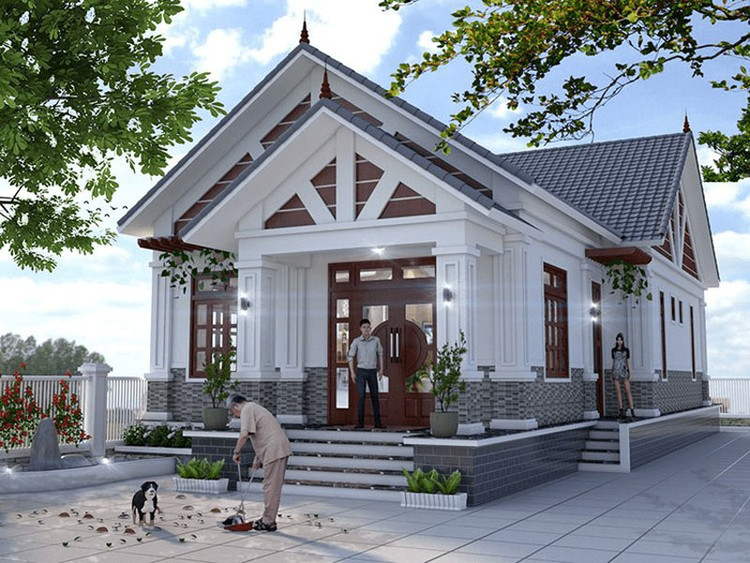 Mẫu nhà cấp 4 nông thôn đơn giản 3 phòng ngủ 500 triệu hiện đại