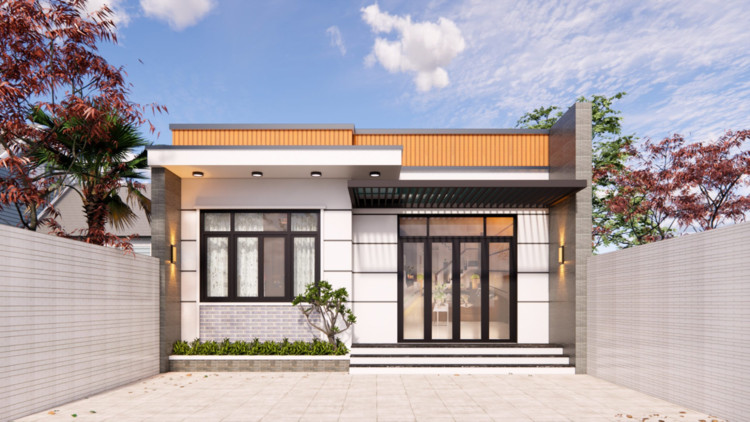 Mẫu nhà cấp 4 nông thôn đơn giản 3 phòng ngủ, 1 phòng thờ mái bằng