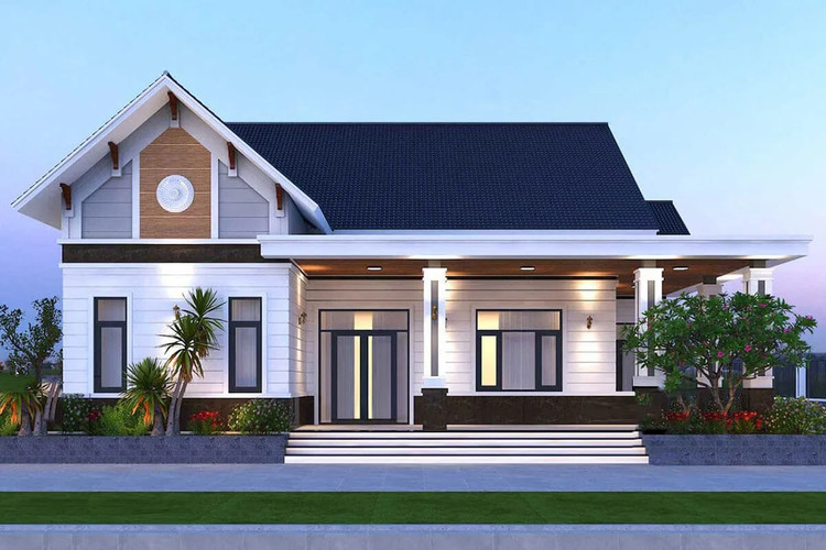 Nhà cấp 4 nông thôn đơn giản 3 phòng ngủ 450 triệu mái ngói sang trọng