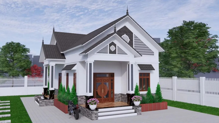 Nhà cấp 4 nông thôn đơn giản 3 phòng ngủ 500 triệu đẹp, hiện đại