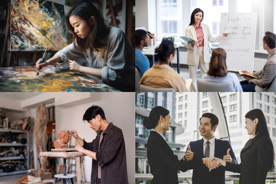 Người sinh năm 2002 hợp với các ngành nghề thuộc hành Thổ, Mộc, Thủy như thủ công mỹ nghệ hay truyền hình