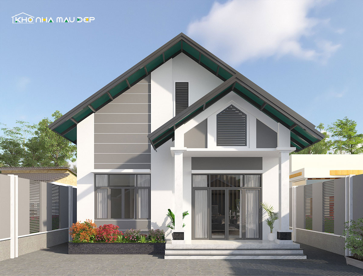 Thiết kế nhà cấp 4 3 phòng ngủ 200 triệu phong cách hiện đại với hình khối đơn giản