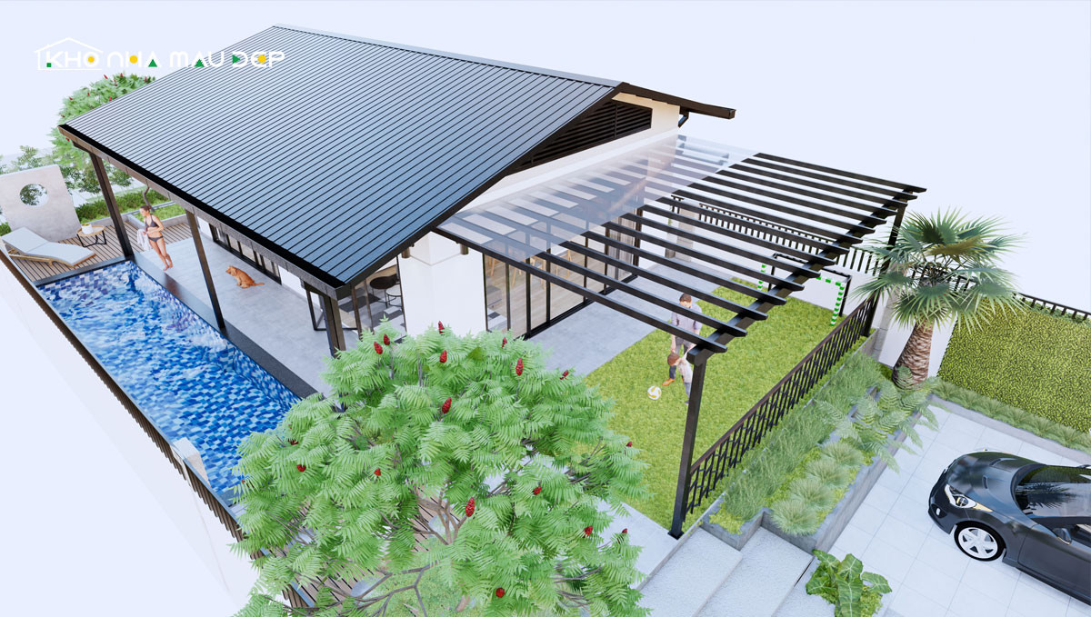 Thiết kế nhà cấp 4 3 phòng ngủ 200 triệu mái tôn cho khu vực nông thôn