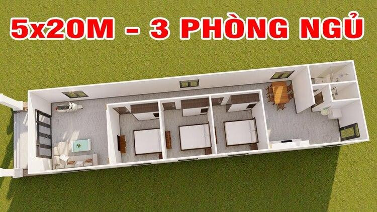 Bản vẽ nhà cấp 4 nông thôn đơn giản 3 phòng ngủ chi tiết, đầy đủ