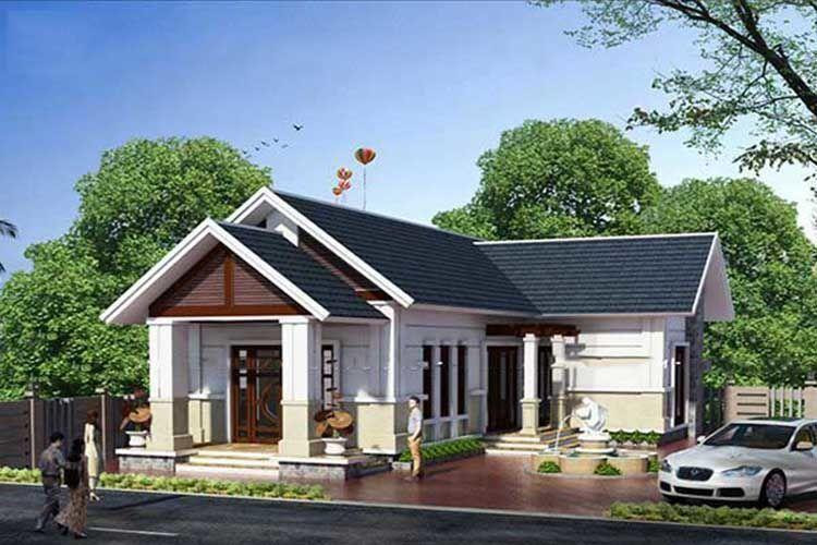 Mẫu nhà cấp 4 nông thôn đơn giản 3 phòng ngủ diện tích 130m2 chữ L độc đáo
