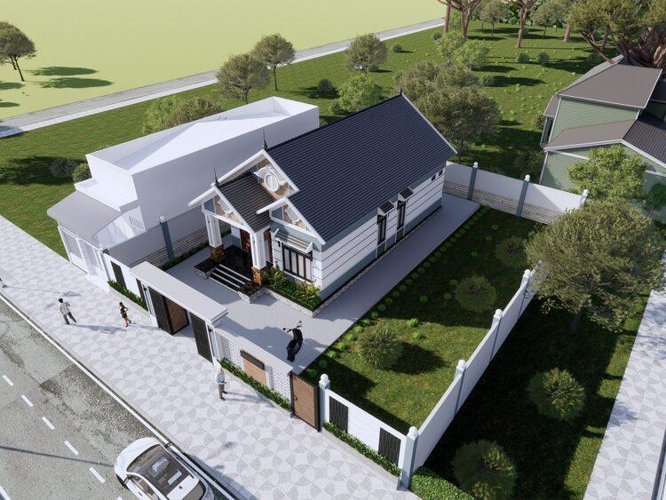 Nhà cấp 4 nông thôn đơn giản 3 phòng ngủ diện tích 130m2 đẹp, gần gàng, ấm cúng