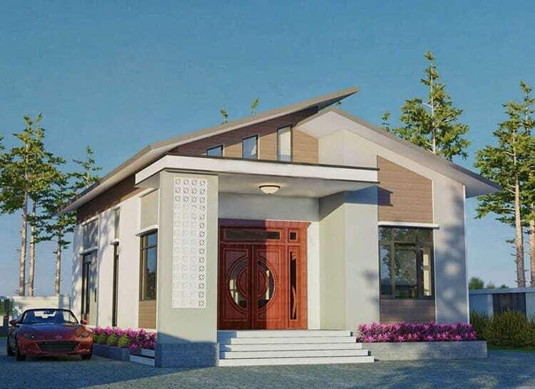 Mẫu nhà cấp 4 nông thôn đơn giản 3 phòng ngủ 450 triệu thiết kế truyền thống