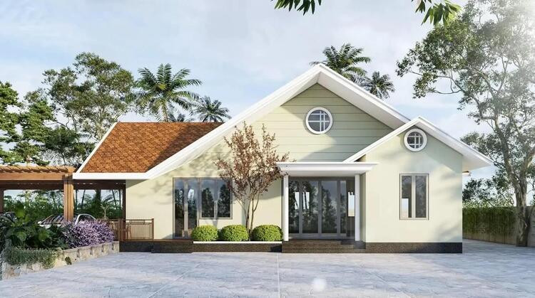 Nhà cấp 4 nông thôn đơn giản 3 phòng ngủ 450 triệu với không gian thoáng đãng