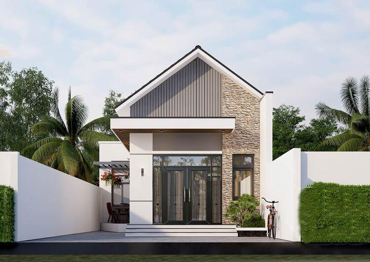 Mẫu nhà cấp 4 nông thôn đơn giản 3 phòng ngủ 500 triệu có gác lửng đẹp