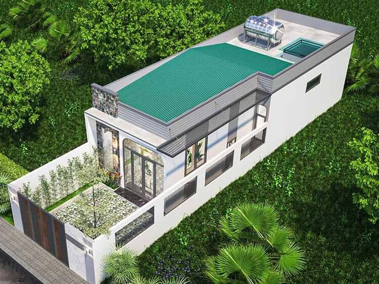 Mẫu nhà cấp 4 nông thôn đơn giản 3 phòng ngủ 5x25 hiện đại, tiết kiệm chi phí