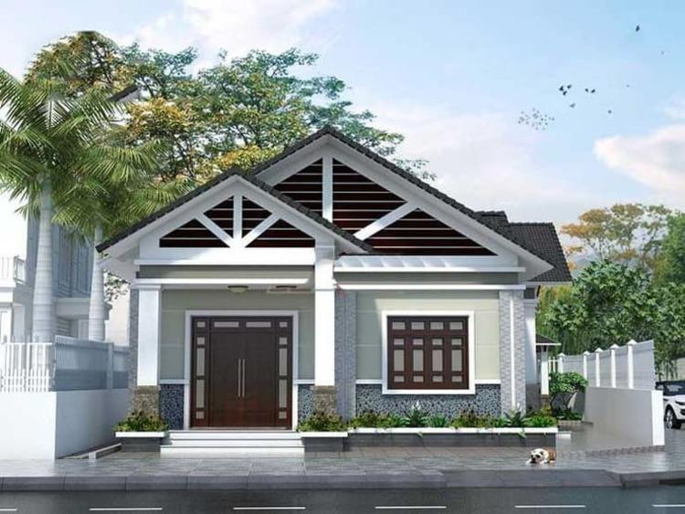 Mẫu nhà cấp 4 nông thôn đơn giản 3 phòng ngủ 7x15 đẹp, hiện đại với tone màu trung tính