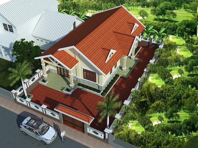 Mẫu nhà cấp 4 nông thôn đơn giản 3 phòng ngủ 8x12 hiện đại, được ưa chuộng