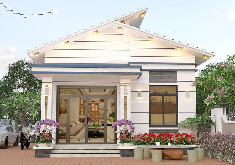 Mẫu nhà cấp 4 nông thôn đơn giản 3 phòng ngủ, 1 phòng khách, 1 phòng bếp