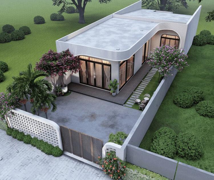 Nhà cấp 4 nông thôn đơn giản 3 phòng ngủ chữ L tối ưu diện tích