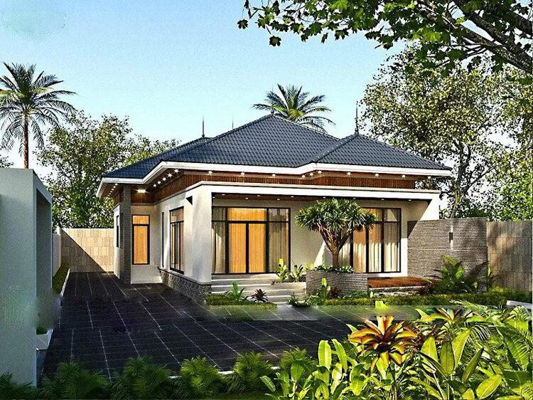 Mẫu nhà cấp 4 nông thôn đơn giản 3 phòng ngủ có sân vườn thoáng mát