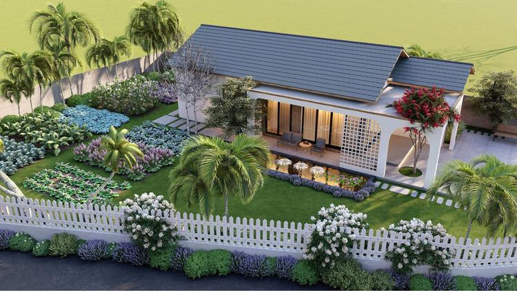 Biệt thự nhà vườn cấp 4 nông thôn đơn giản 3 phòng ngủ đẹp, tinh tế